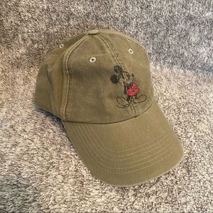 Authentic Distressed Disney Mickey Mouse Ballcap Olive Green